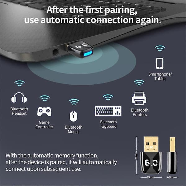 USB Bluetooth 6.0 Dongle Bluetooth 6.0 Adapter Mottaker Sender for Bluetooth Tastatur Mus Hode