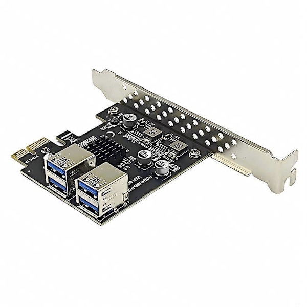 4 Port USB-A 5Gbps Udvidelseskort Adapter Riser til WIN7/10/11 LINUX