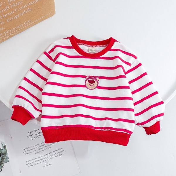 Ny vinter baby girl tröja toddler love stickad tröja red stripe- 18M