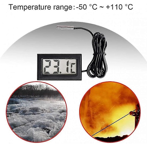 Digital LCD Termometer Temperaturmätare Probsensor Räckvidd -50 Celsius C Till +110 Celsius