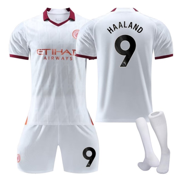 23-24 Manchester City Udebanetrøje Manchester City fodbolduniform Sportstøj til voksne børn NO.9 HAALAND XS