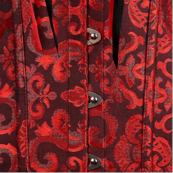 Tflycq Tube Top Jacquard Gothic Palace Korset Vest Shapewear Korset Black*Red XXL