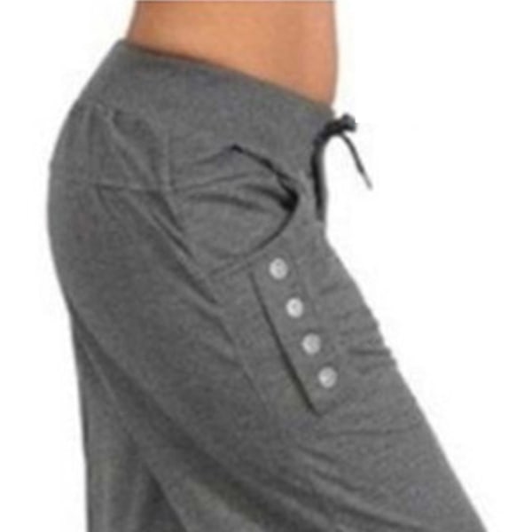 Uformelle myke bukser for kvinner Elastisk midje magekontrollbukser for løping utendørs innendørs fitness 2XL