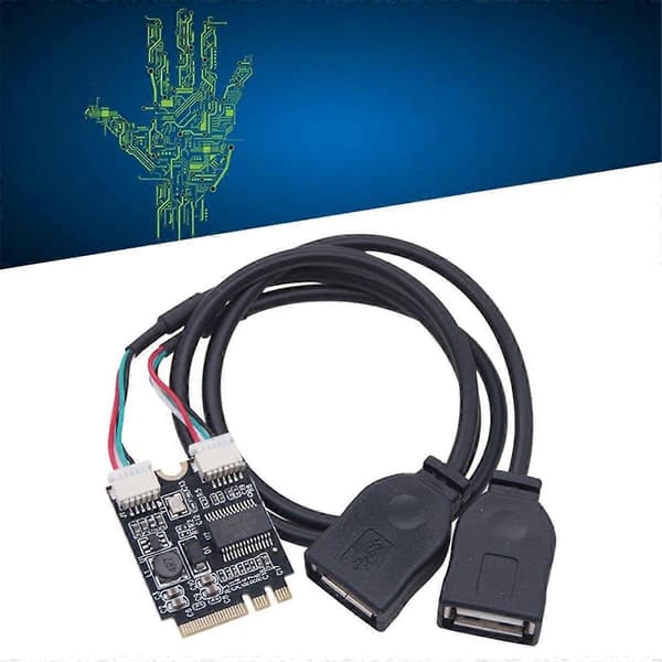 M.2 til USB Riser-kort 480 Mbps M.2 KEY A+E til dobbelt USB2.0-utvidelseskort med riser-kabel for W