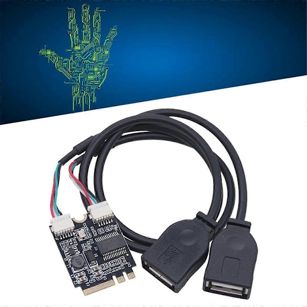 M.2 til USB Riserkort 480Mbps M.2 KEY A+E til Dobbelt Port USB2.0 Udvidelseskort med Riserkabel til W