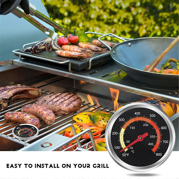 Grilltermometer Røyk Temperaturmåler Kullgrill Pit Røyk Termometer Varmeindikator for