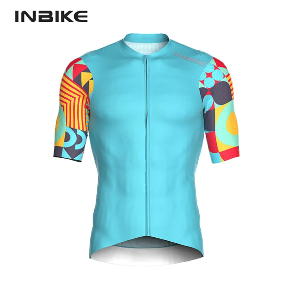 INBIKE 2024 Summer Cycling Jersey Miesten lyhythihaiset nopeasti kuivuvat miesten pyöräilypaidat, joissa on 3 taskua koko vetoketjullinen MTB-vaatteet Green L