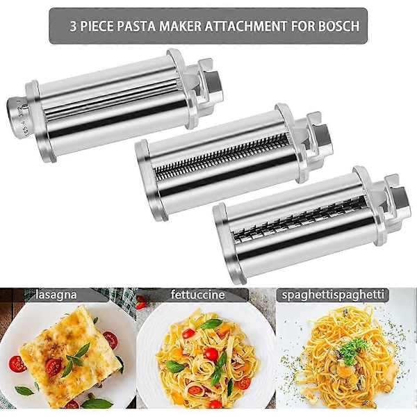 Pastarulle-tilbehør for Bosch kjøkkenmaskin, Pastaplaterulle, Spaghetti & Fettuccine-kutter M