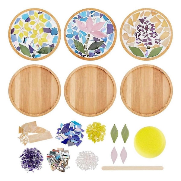DIY Mosaik Håndværkssæt 3 Sæt Blomster Bambus Brikker Sæt