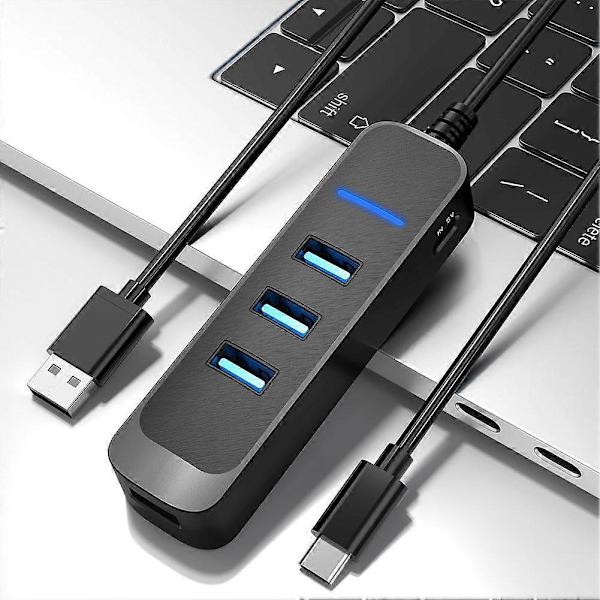 USB 2.0 Strømadapter 4 Port Multi USB Splitter Hub Multiple Expander HighSpeed