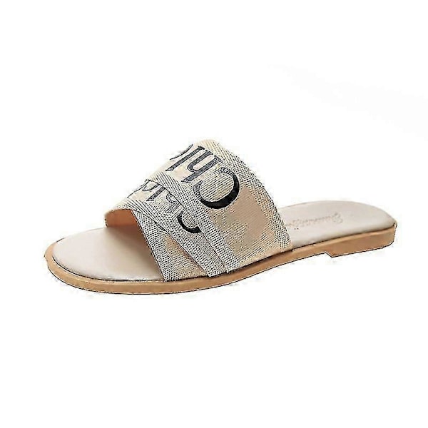 \"2024 Dame Lav Hæl Stoff Tøfler Designer Nye Sko Flate Sandaler Strandsko For Kvinner Tøfler Kvinner\"