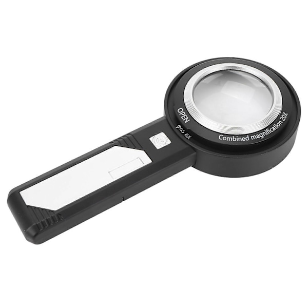 Leseforstørrelsesglass med dobbel linse og LED-lys for smykkevurdering og håndholdt lommebruk