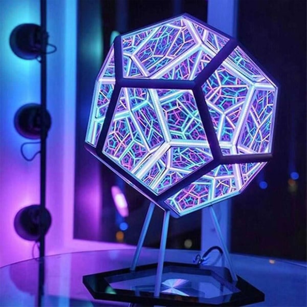 Infinity Dodecahedron Kreativ Cool Färg Konst Ljus Natt Juldekoration Ljus Dröm Stjärnhimmel