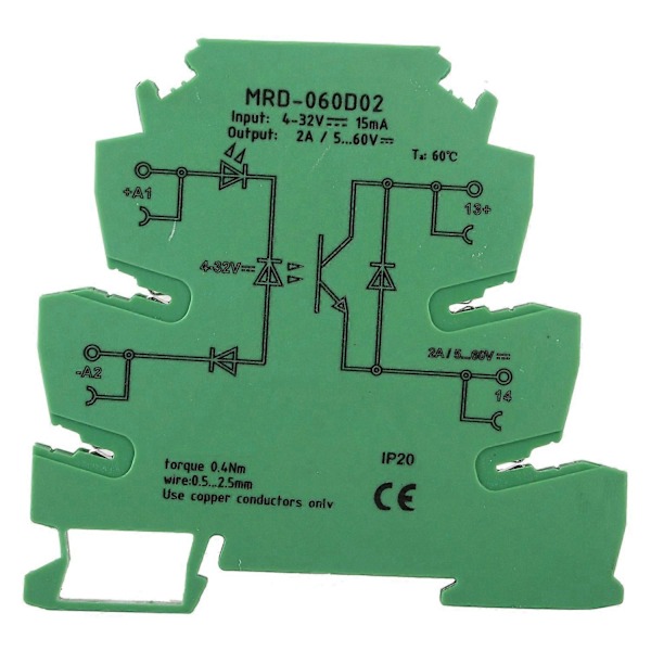 MRD-060D2 Ultratunn 6.2mm Solid State Relämodul Ingång 4-32VDC NO