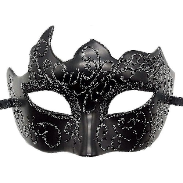 Maskeradmask för män Vintage Venetiansk Mardi Gras Halloween Julmasker (svart)(1 st)