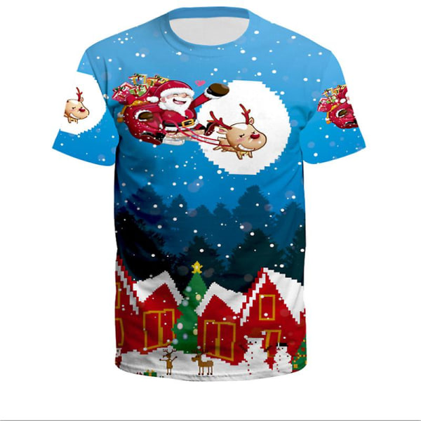 Unisex jul 3d- printed kortärmad t-shirt Julnyhet rolig toppskjorta style 13 S