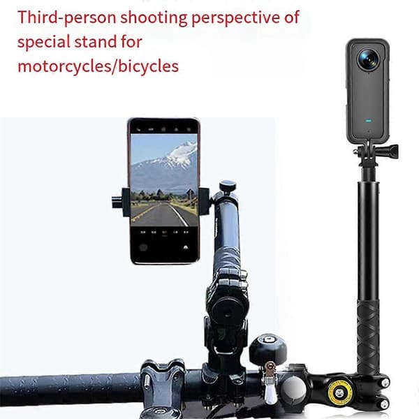 Justerbart motorcykelstyrbeslag til GoPro, til DJI