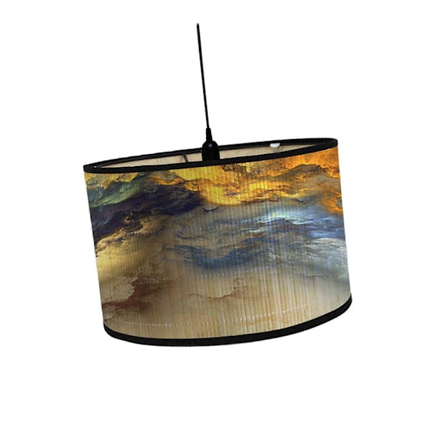 Trumtryck Lampskärm, Tryckt Trumlampskärm, 30 cm Topp x 30 cm Botten x 20 cm Hög Trumformad Lampskärm, Bambulampskärm Endast för Matsal