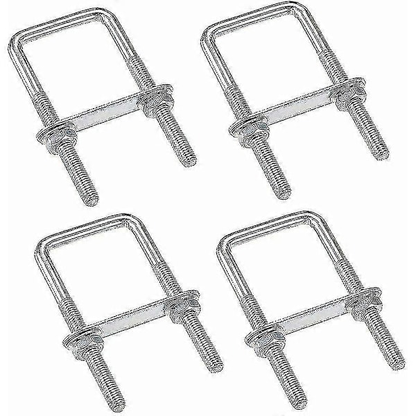 4 stk. U-bolter M6 U-bolt 80 X 50mm, U-bolt i rustfritt stål med mutterplater skive, klemmebolter for