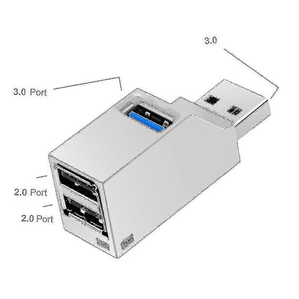 Usb 3.0 3-porttinen Hubi (2 Usb 2.0 + Usb 3.0), Data Hubi Ja Pc:ille