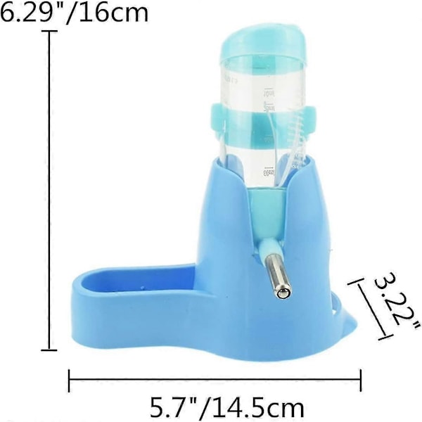 3-i-1 Hängande Vattenflaska för Hamster, Automatisk Dispenser med Bas för Dvärghamster Mus Råtta Igelkott (80ml, Blå) (ShiKai)