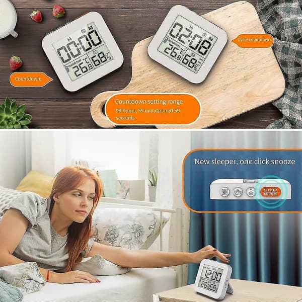 Køkkenur til madlavning med optælling nedtælling, digitalt ur batteridrevet med display, til