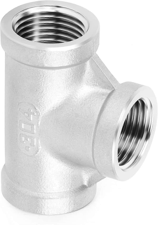 2 stk. T-rørfittings i rustfrit stål, 1/4\" x 1/4\" x 1/4\" 39mm hunrørfittings