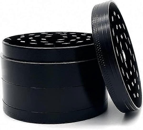 Stor 2,4\" (63 mm) 4-delt krydderkvern i sinklegering i svart