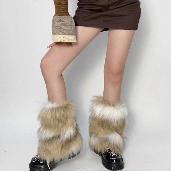 Fuzzy Faux Fur Leggvarmere Vinterstøvelmansjetter Kostymetrekk Passer De Fleste Kvinner