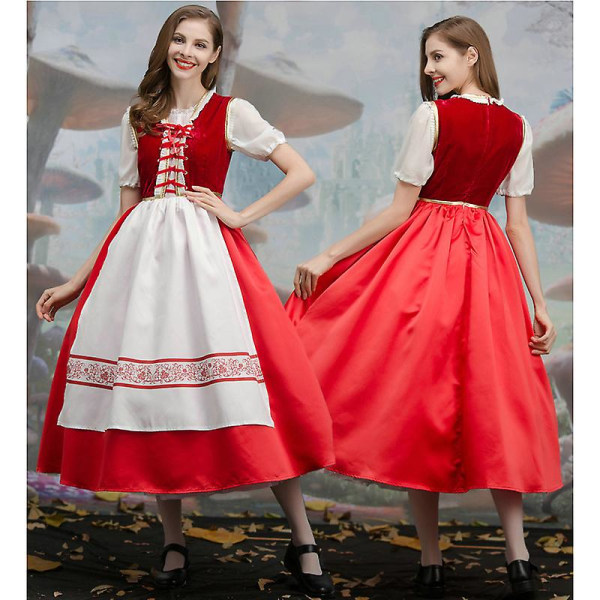 Carnival Halloween Rödluva För Kvinna Kostym Deluxe lång mantel Spooktacular Outfit Cosplay Fancy Party Dress Red M