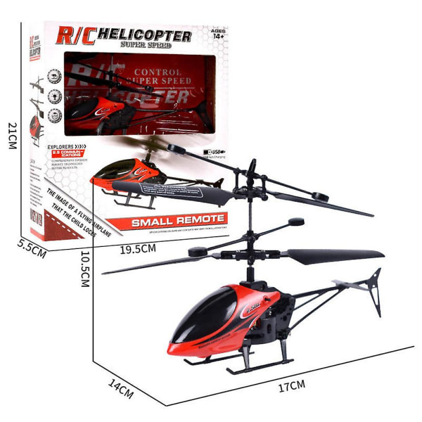 Fjärrkontroll Helikopter Inbyggt LED-ljus, Rc-gyroflygplan i höjdled, 3-kanals, 2,4 GHz Flying Drone Toy Kids Presenter Red