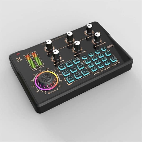 Professionelt Live Lydkort Mixer med DJ Effekter Stemmeskifter og BT Trådløs Lydinterface fo