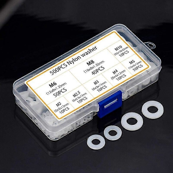 500 stk. Nylon Plastikskiver Nylon Flade Skiver, M2 M2.5 M3 M4 M5 M6 M8 M1