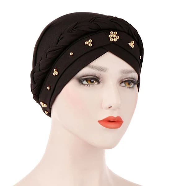 Dame turbanlue perleskjerf black