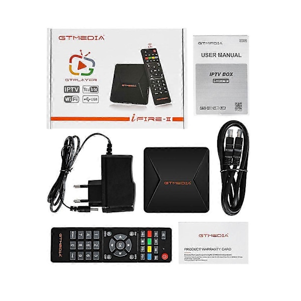 1 st GTmedia Smart TV Box 2021 IFIRE 2 Full HD 1080P, H.265 HEVC 10Bit/CPU 70MHz Dual/BT Fjärrkontroll/ Internet M3U Set Top Box