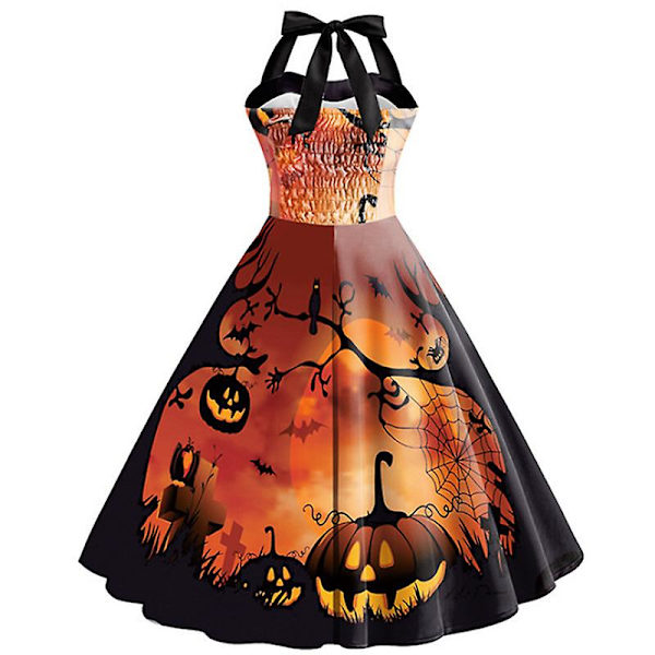 Halloween Kvinder Sommer Slanke ærmeløse A-line Flare Solkjoler COLOR 5 M