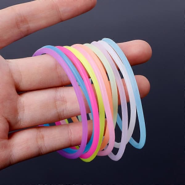 10 st Nattlysande Armband Gummiband Silikon DIY Hårband