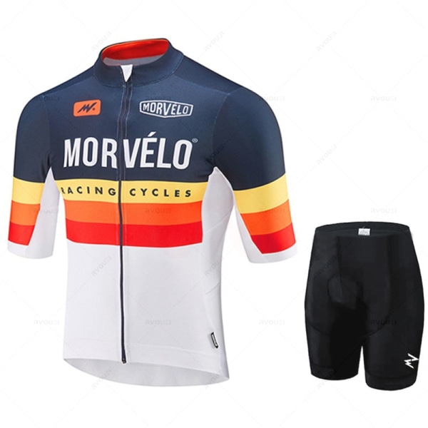 Morvelo Kesä Miesten Pyöräilyneulesarja Set Pyörä Vaatteet MTB Pyörä Vaatteet Lyhythihaiset Urheilut Ropa Maillot Ciclismo jersey set 19 XL