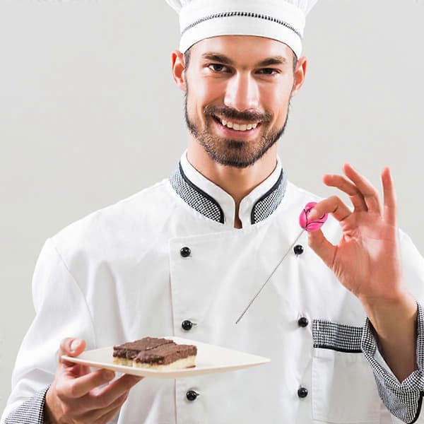 Kagetester i rustfrit stål til bagning 2 stk. med rosenrødt greb
