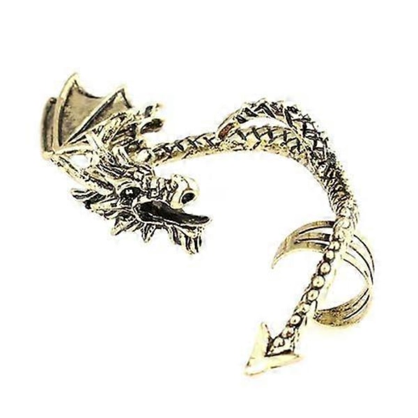 1 st Kvinnor Kreativ Retro Gotisk Punk Graverad Drakformad Öronmanschett Öronklämma Örhänge Icke Piercad Öronmanschett Wrap Clip StudSilver