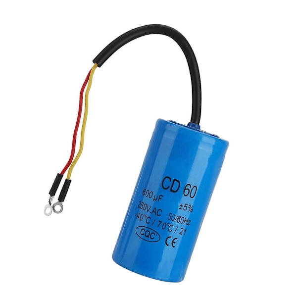 CD60 Startkondensator 600uF 250V AC för Luftkompressormotor 50/60Hz med Kabel