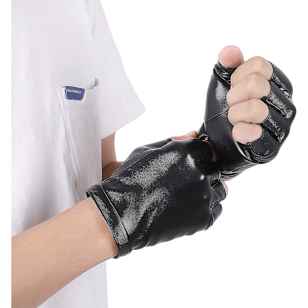 Fingerless Pu konstläderhandskar, Utomhussport körprestanda Half Finger Glove