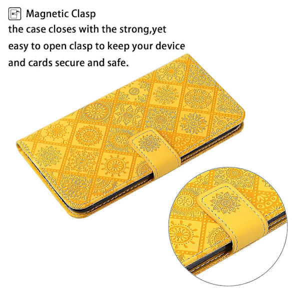 Til Samsung Galaxy A35 5G Mobiltelefon Etui Præget Etnisk Blomst Læderpung Stand Cover