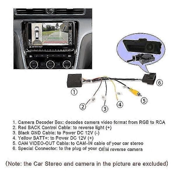 RGB till RCA AV CVBS Signalomvandlare Dekoderbox Adapter för Fabriks Backup Kamera Golf 6 Cc