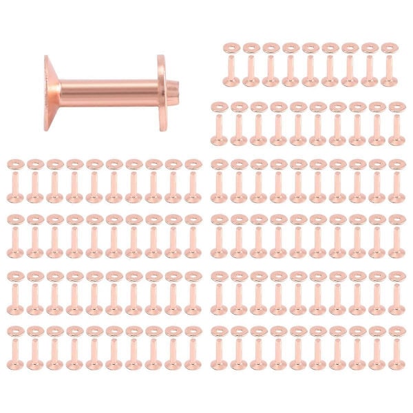 100 Set Kopparnitar och Brickor Läder Kopparnit Fästelement för Halsband Läder DIY Hantverk