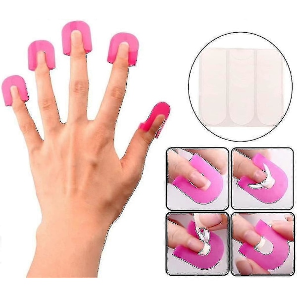 26 stk. (10 størrelser) Genanvendelige bløde plastik neglelak stencils Lækagesikre manicure beskyttelsesværktøjer