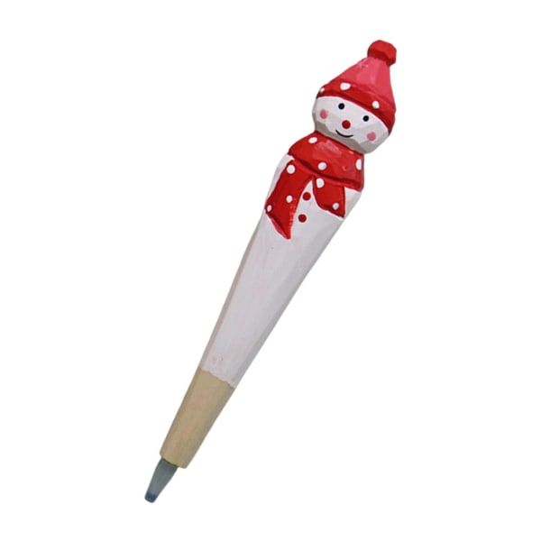 Træudskåret tegneserie dyr Kuglepen Sødt juletema Styling Gel Pen Genopfyldelig pen til dyreelskere Snowman 0.5mm