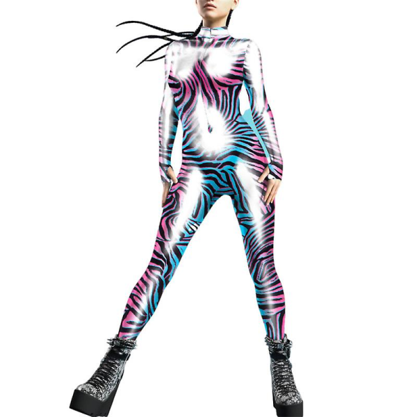 Damemote 3d termisk bildebehandling/leopardtrykt cosplay kostyme Halloween Party Rave Body med tommelhull style 6 S