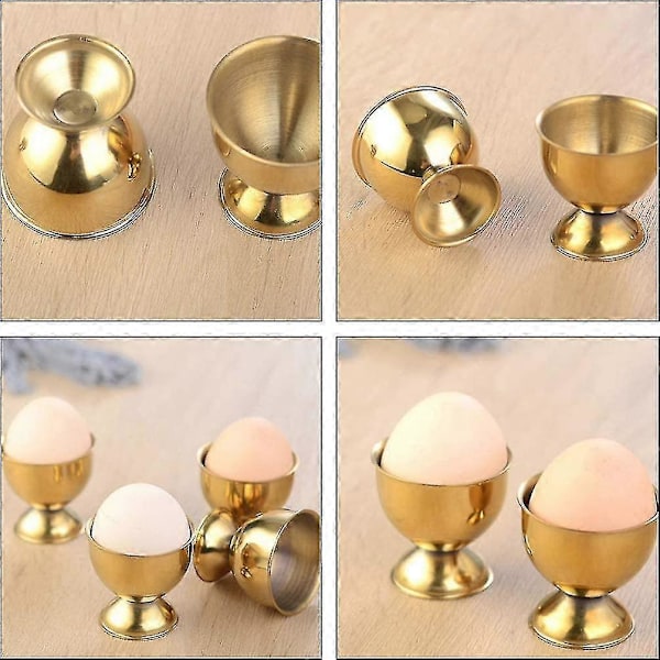 6 stk Eggestativ Rustfritt Stål Eggkopp Gull Egg Holder Eggbrett Eggbrett For Barn Påske Egg