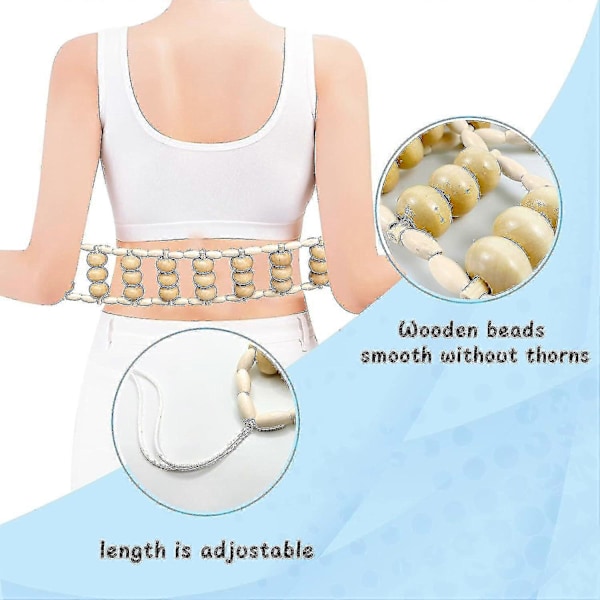 Massage Roller i Trä för Rygg, Träterapi, Cellulitemassage, Självmassageverktyg för Nacke Ben Rygg Smärtlindring 110 cm - 60 x 7,5 cm Rullning